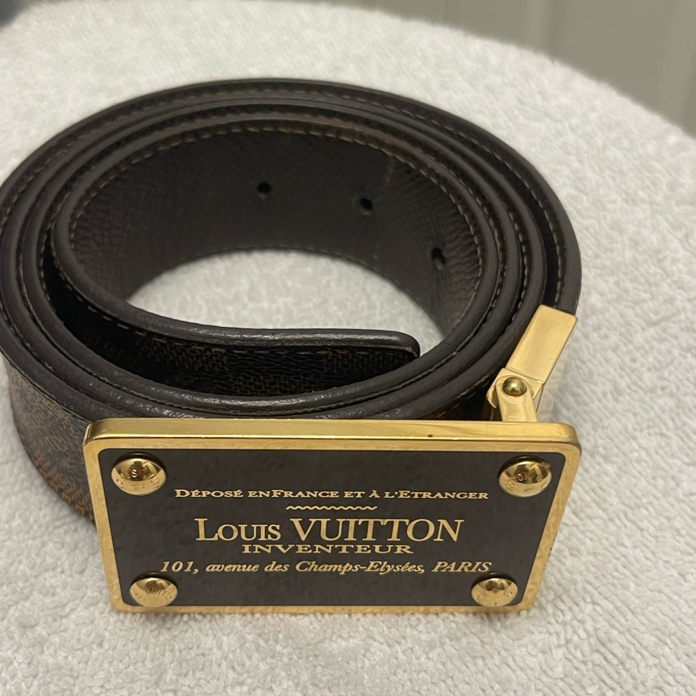 Louis Vuitton luxury Damier Santur Inventeur Men’s Belt - Picture 2 of 8